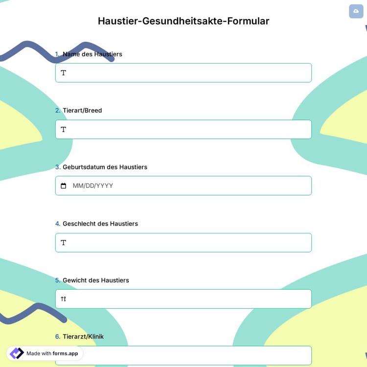 Haustier-Gesundheitsakte-Formular