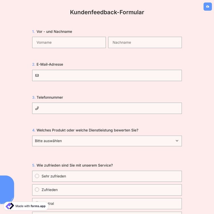 Kundenfeedback-Formular