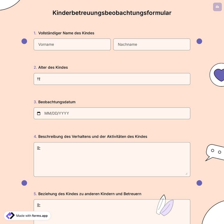 Kinderbetreuungsbeobachtungsformular