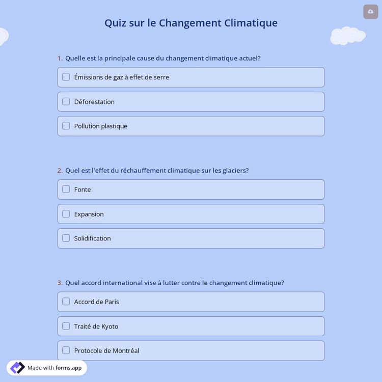 Quiz sur le Changement Climatique
