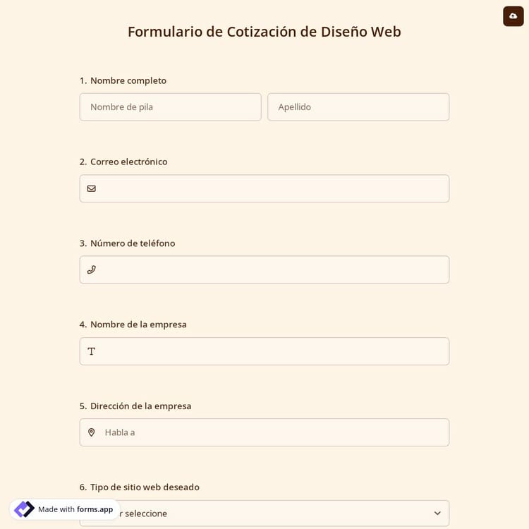 Formulario de Cotización de Diseño Web