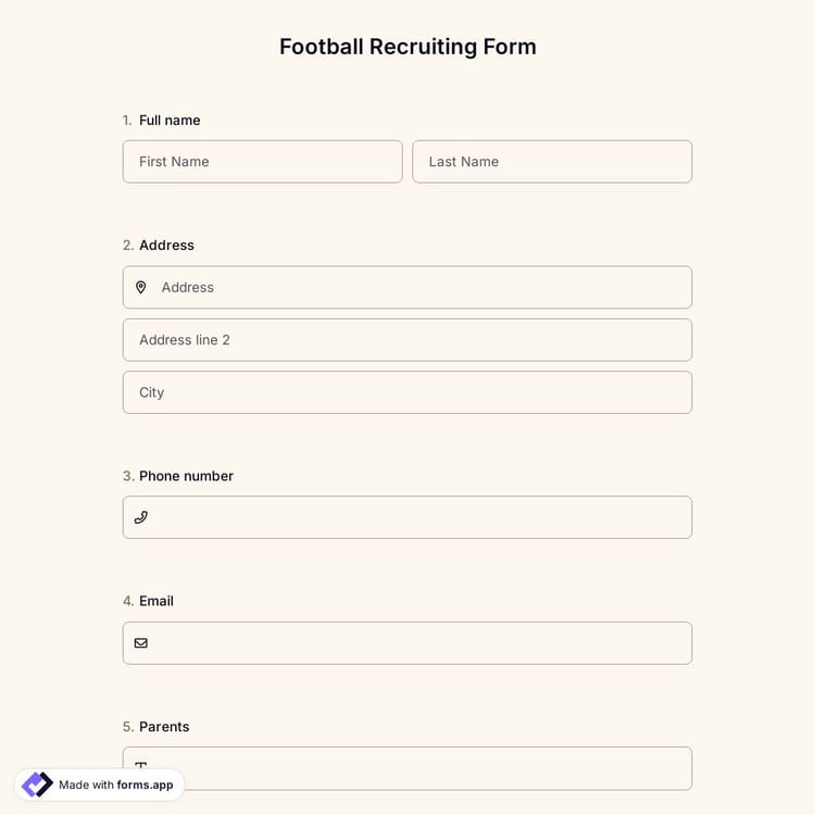 Football Recruiting Form