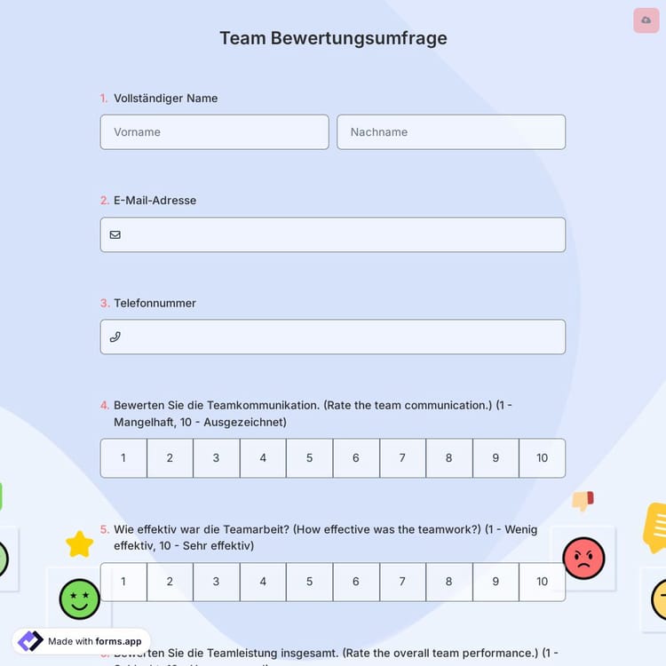 Team Bewertungsumfrage