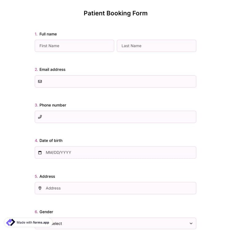 Patient Booking Form