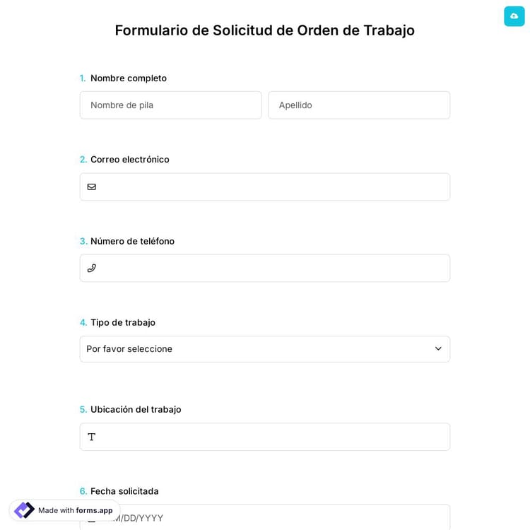 Formulario de Solicitud de Orden de Trabajo