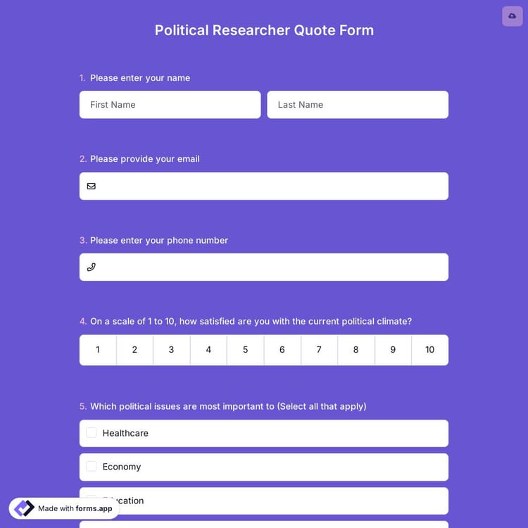 Political Researcher Quote Form