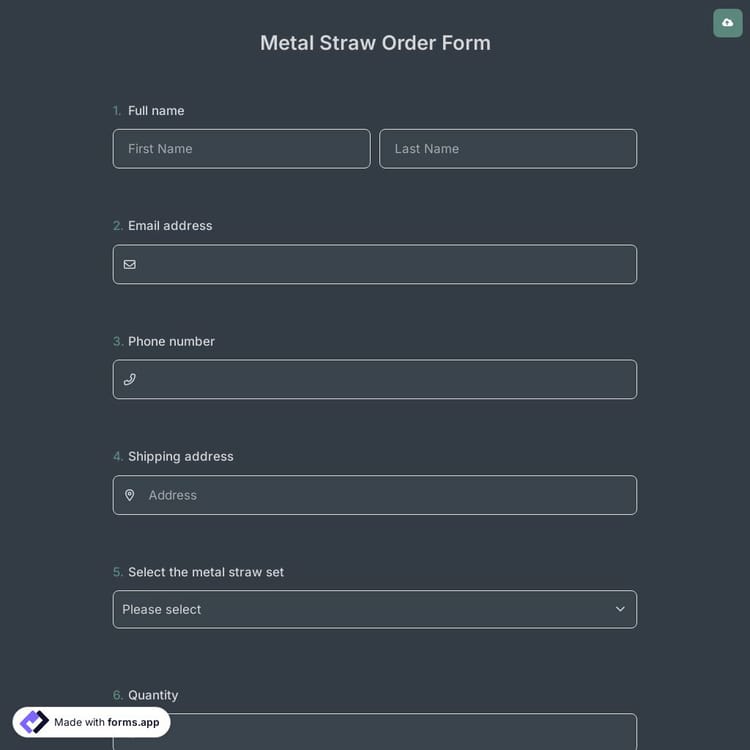 Metal Straw Order Form
