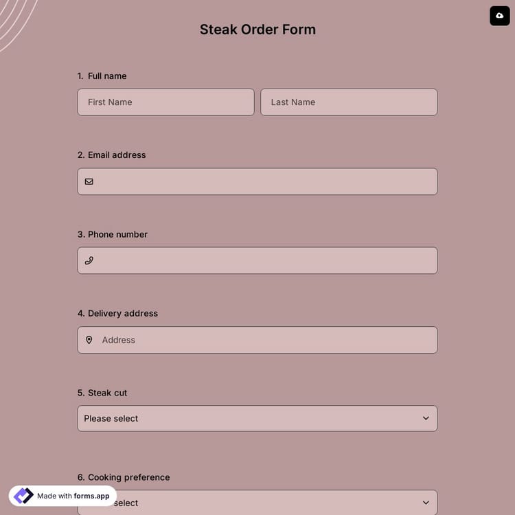 Steak Order Form