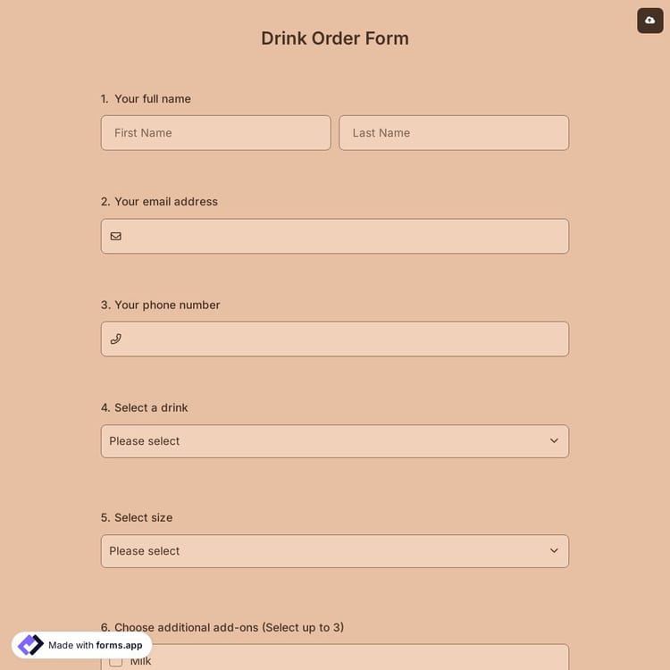 Drink Order Form