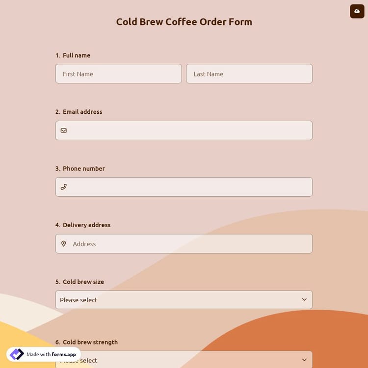 Cold Brew Coffee Order Form