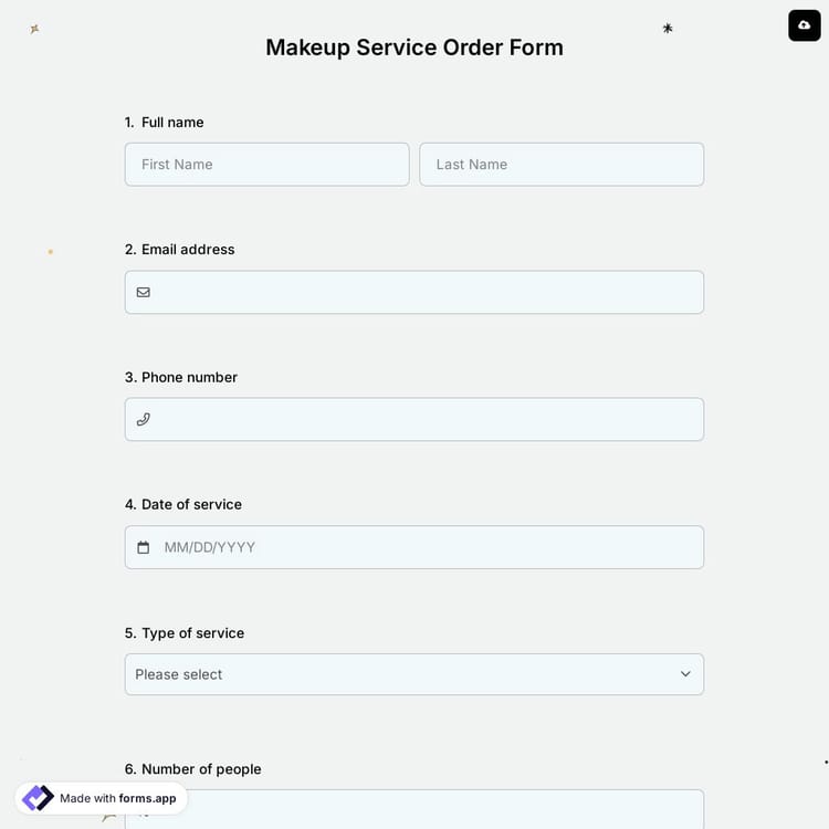 Makeup Service Order Form