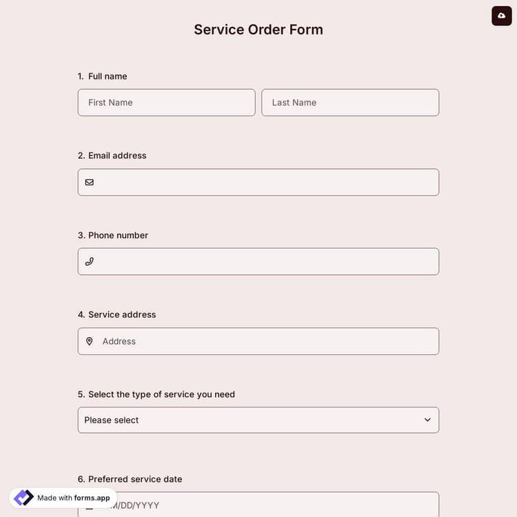 Service Order Form