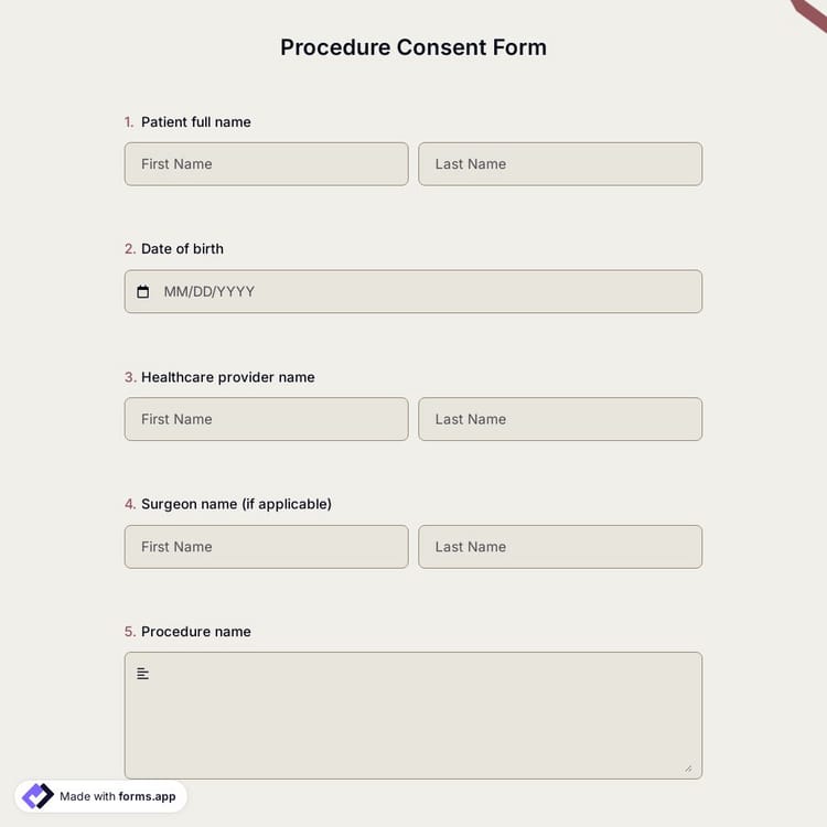 Procedure Consent Form