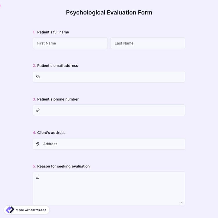 Psychological Evaluation Form