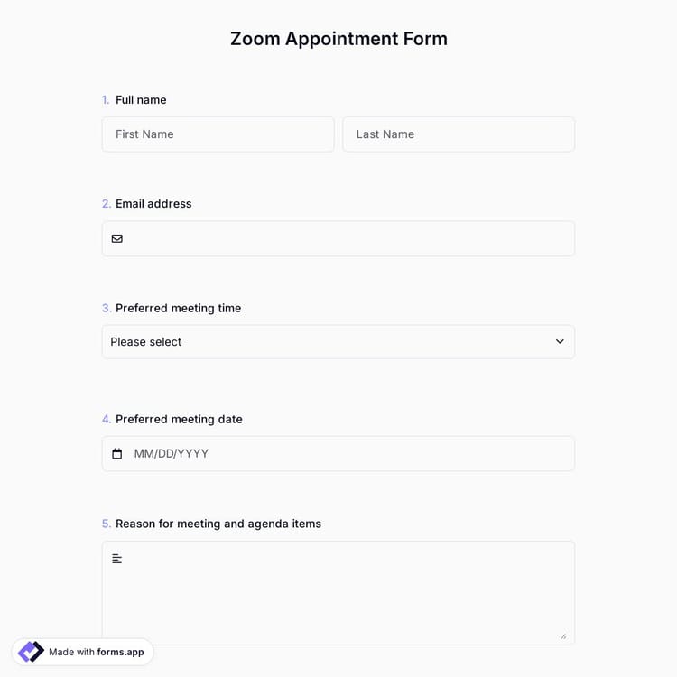 Zoom Appointment Form