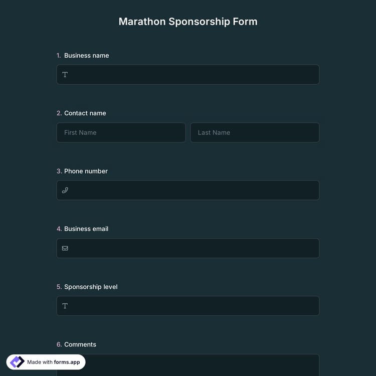 Marathon Sponsorship Form