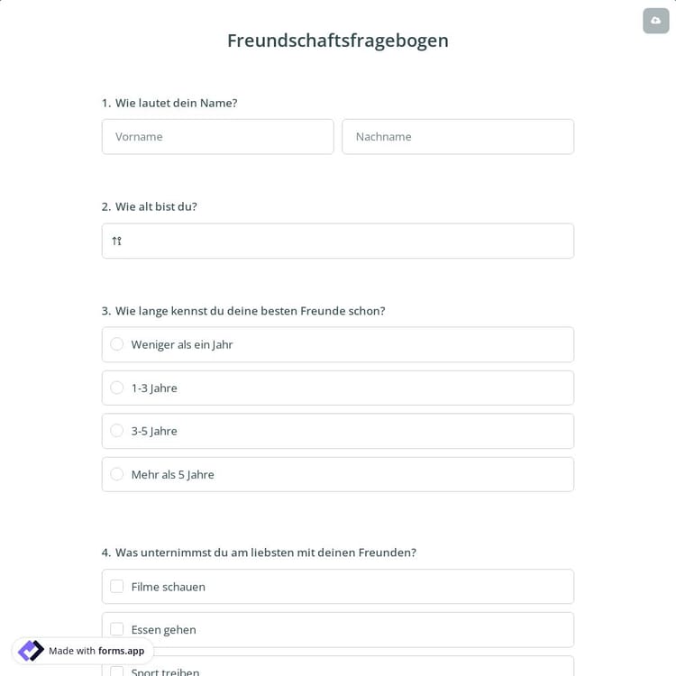 Freundschaftsfragebogen