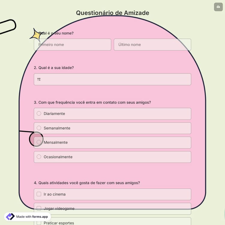 Questionário de Amizade