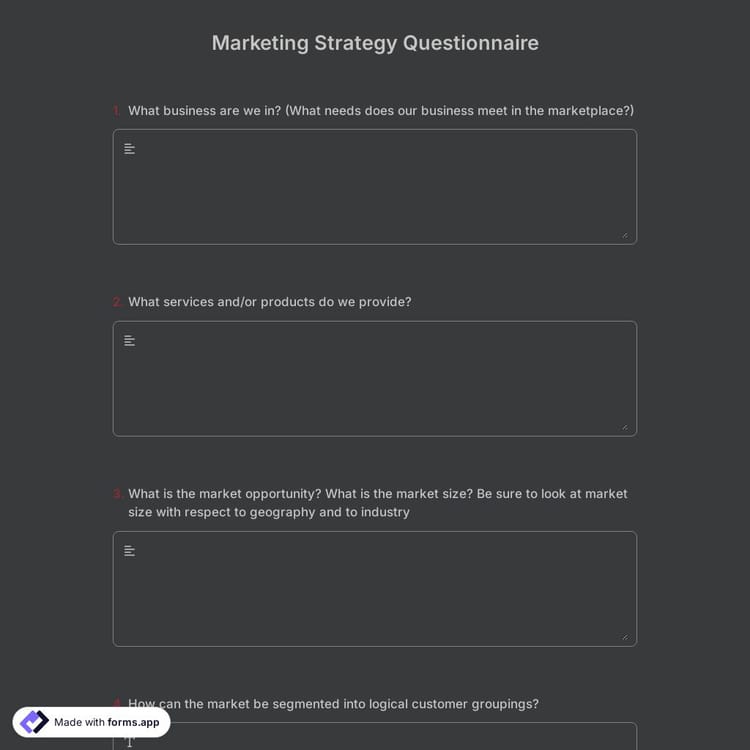 Marketing Strategy Questionnaire