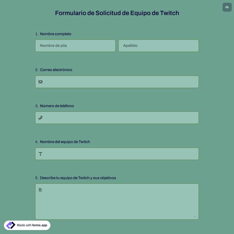 Formulario de Solicitud de Equipo de Twitch
