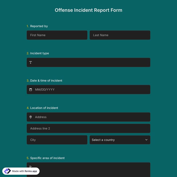 Offense Incident Report Form