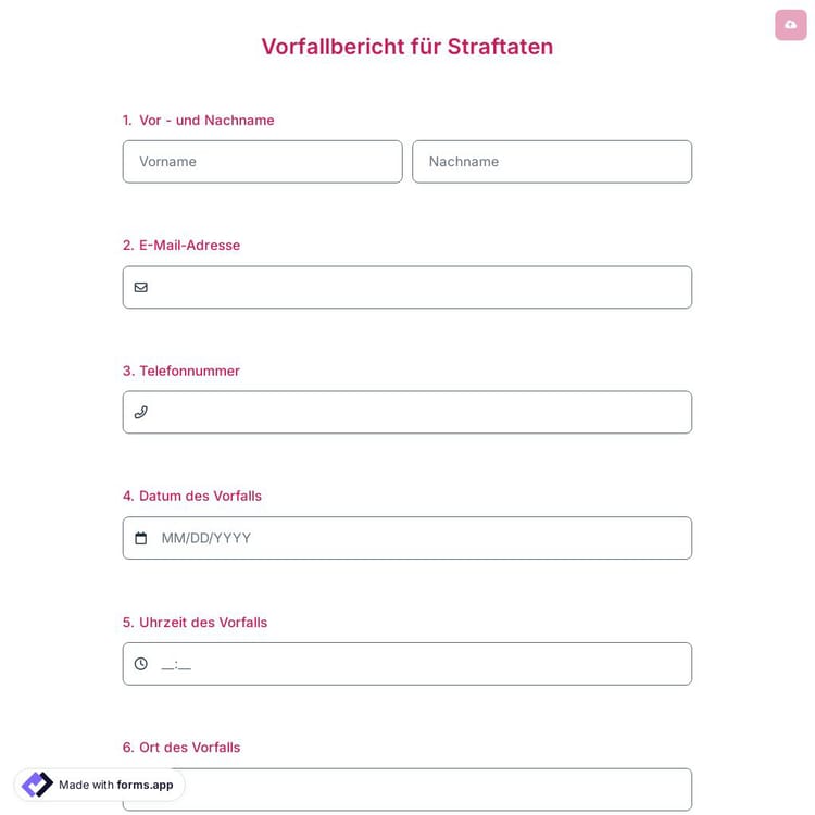 Vorfallbericht für Straftaten