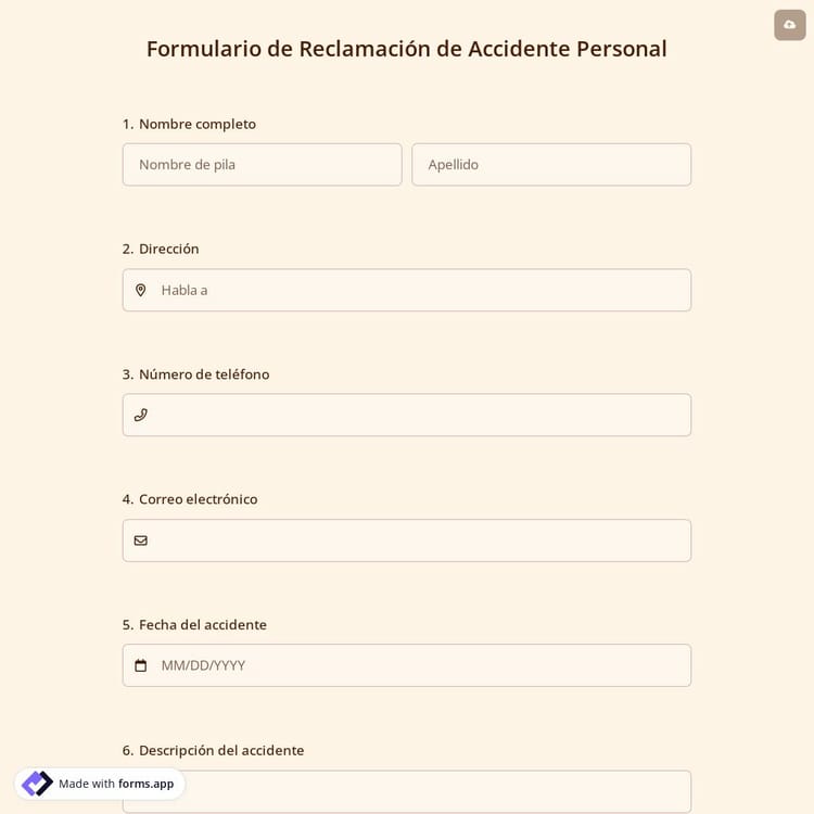 Formulario de Reclamación de Accidente Personal