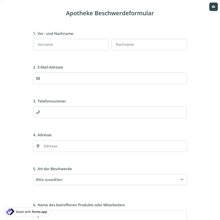 Apotheke Beschwerdeformular