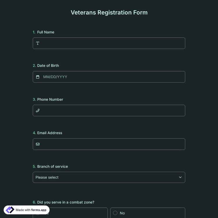 Veterans Registration Form