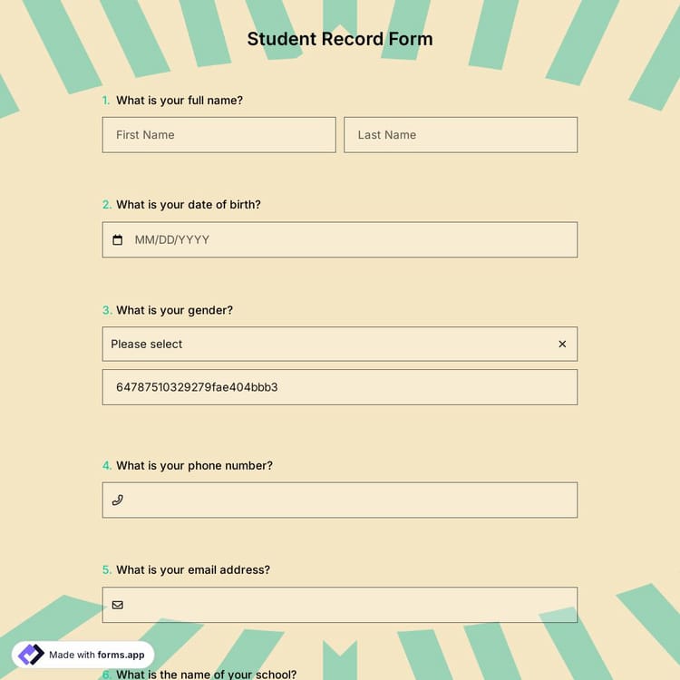 Student Record Form