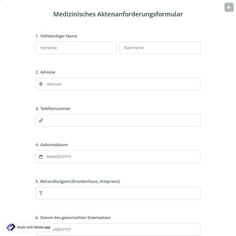 Medizinisches Aktenanforderungsformular