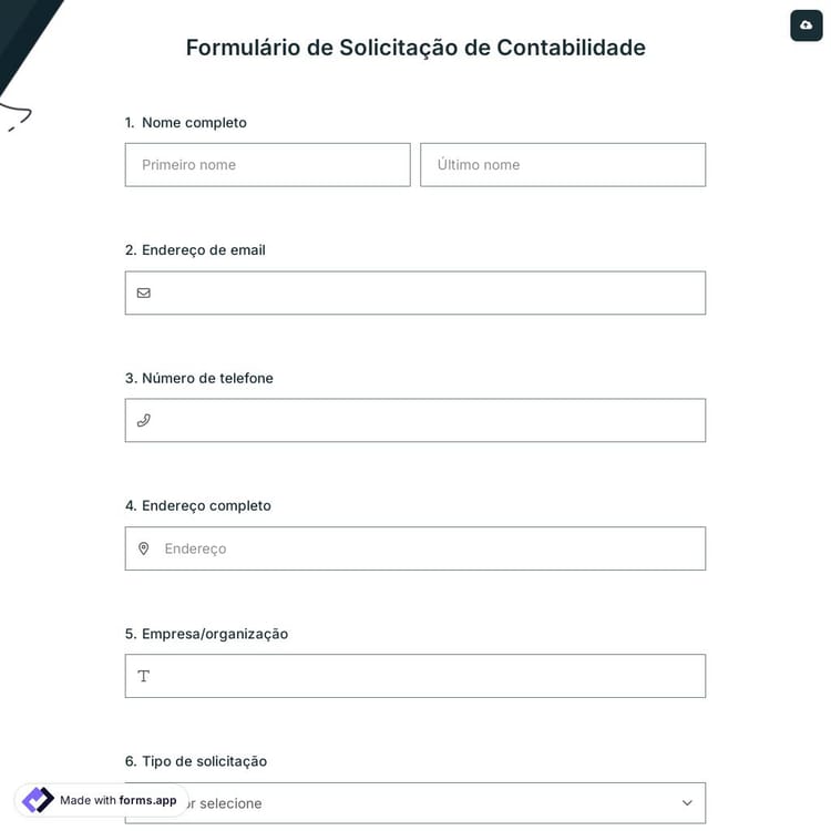 Formulário de Solicitação de Contabilidade