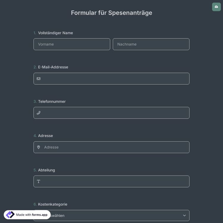 Formular für Spesenanträge