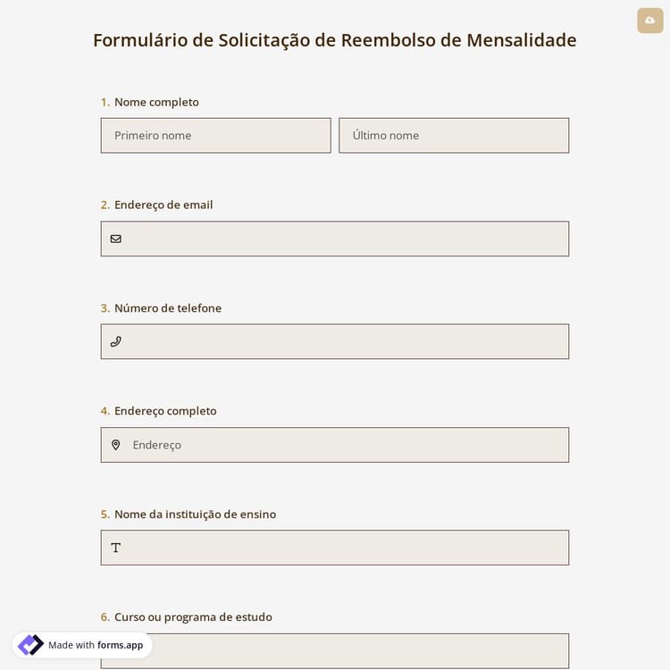 Formulário de Solicitação de Reembolso de Mensalidade