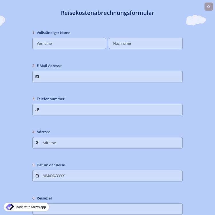 Reisekostenabrechnungsformular