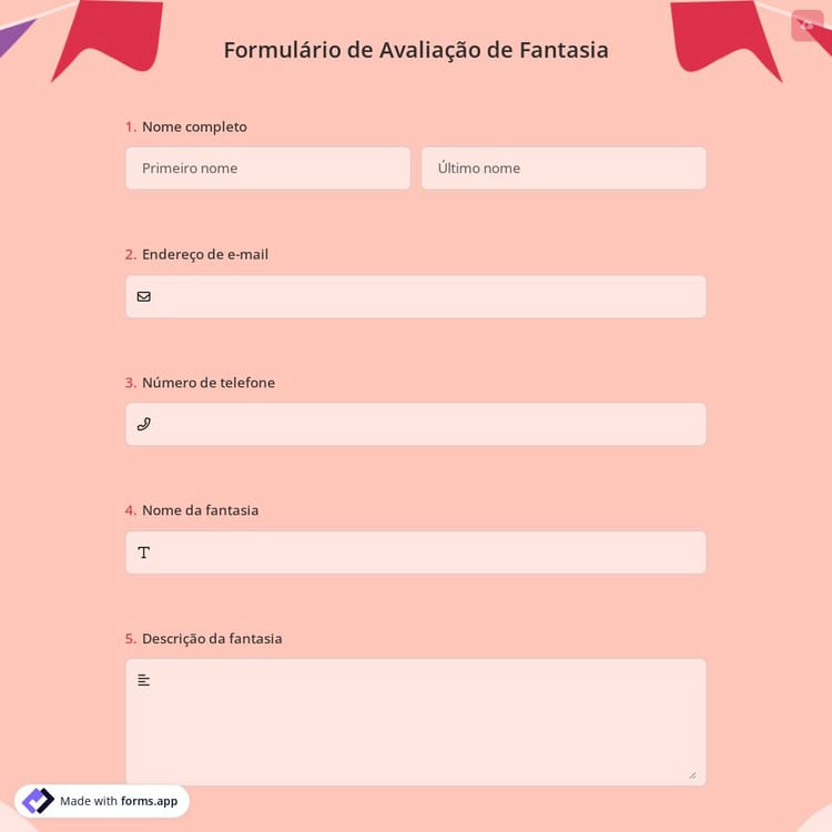 Formulário de Avaliação de Fantasia