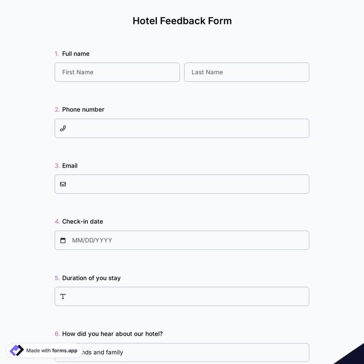Hotel Feedback Form