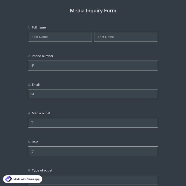 Media Inquiry Form