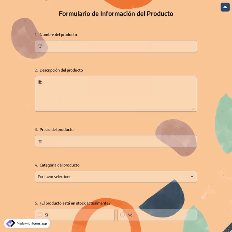Formulario de Información del Producto