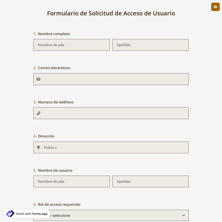 Formulario de Solicitud de Acceso de Usuario