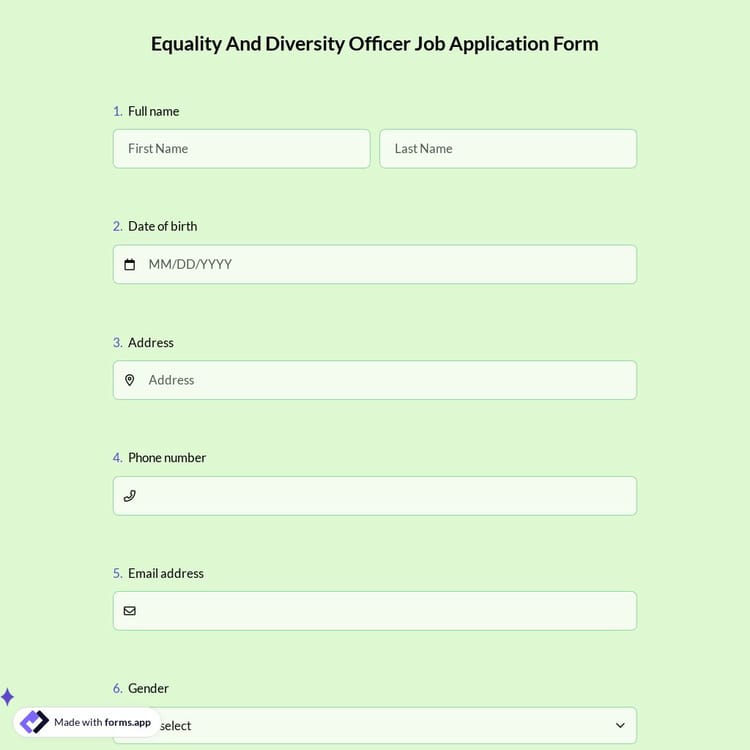 Equality And Diversity Officer Job Application Form