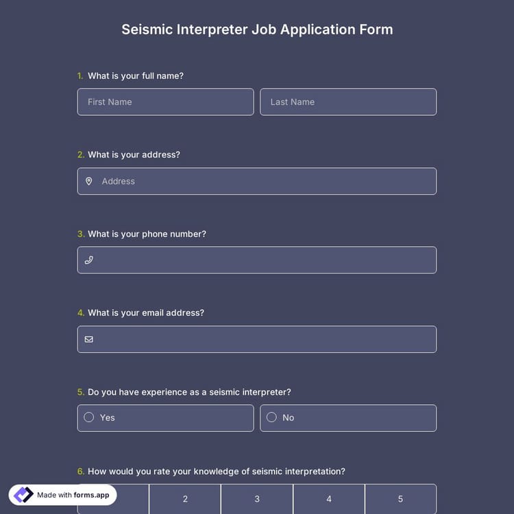 Seismic Interpreter Job Application Form