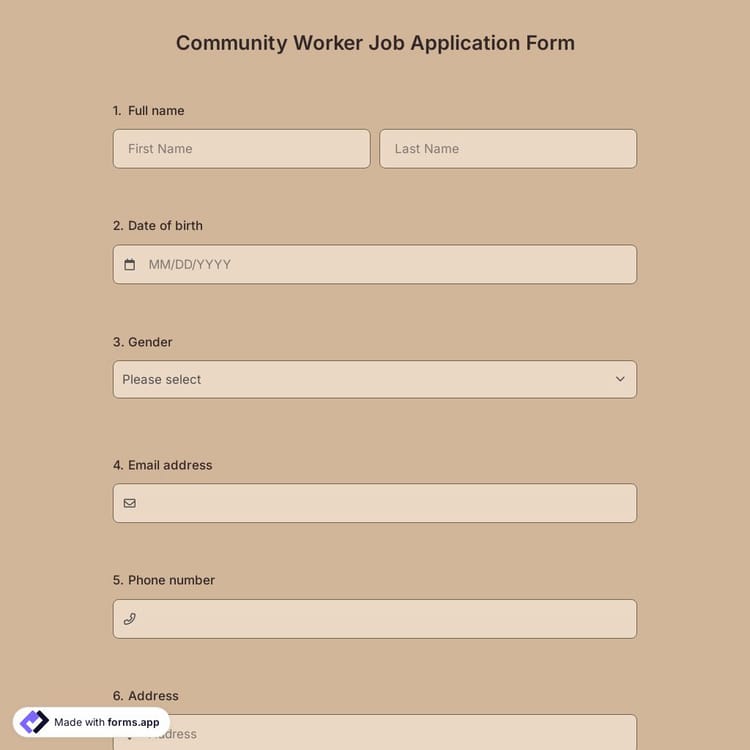 Community Worker Job Application Form