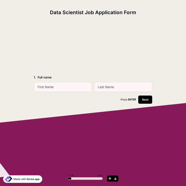 Data Scientist Job Application Form
