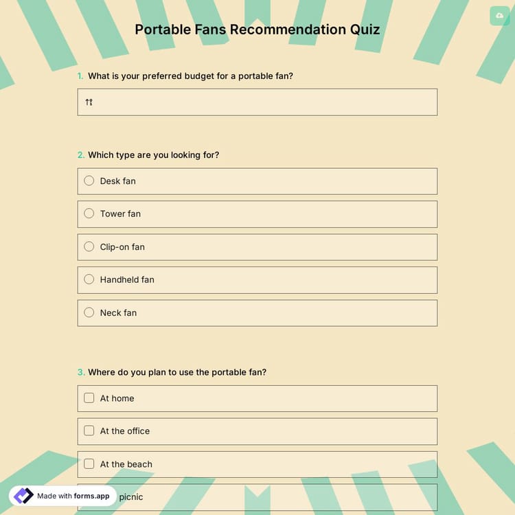 Portable Fans Recommendation Quiz