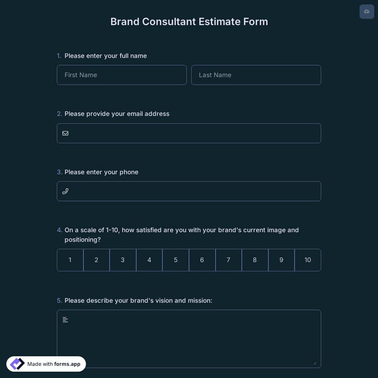 Brand Consultant Estimate Form
