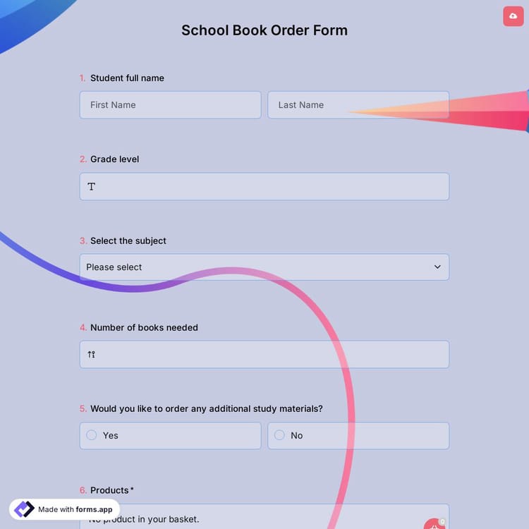 School Book Order Form