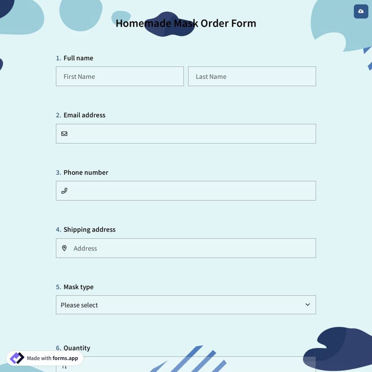 Homemade Mask Order Form