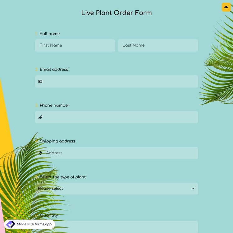 Live Plant Order Form