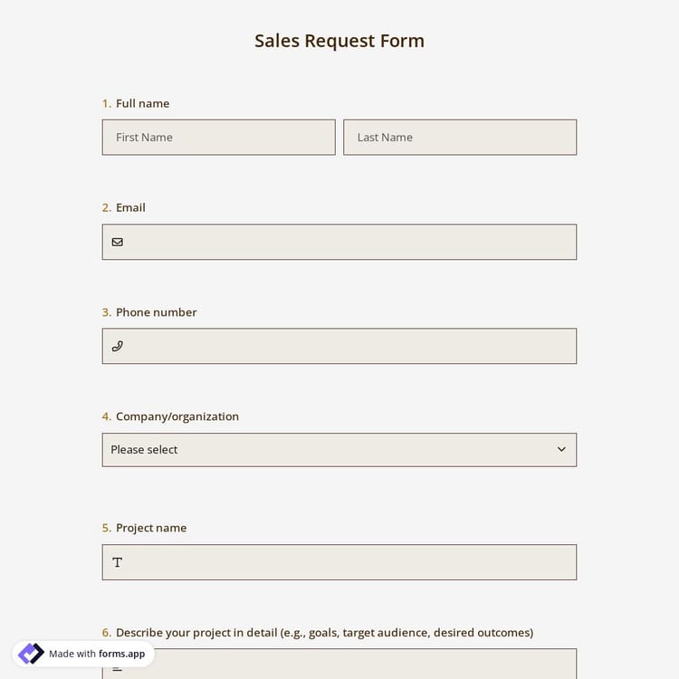 Sales Request Form